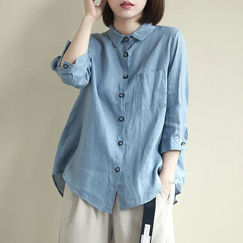 Jedyful Women's V-Neck Wrap Front Tunic Top - 3/4 Sleeve, Loose Fit, High-Low Hem - View #8