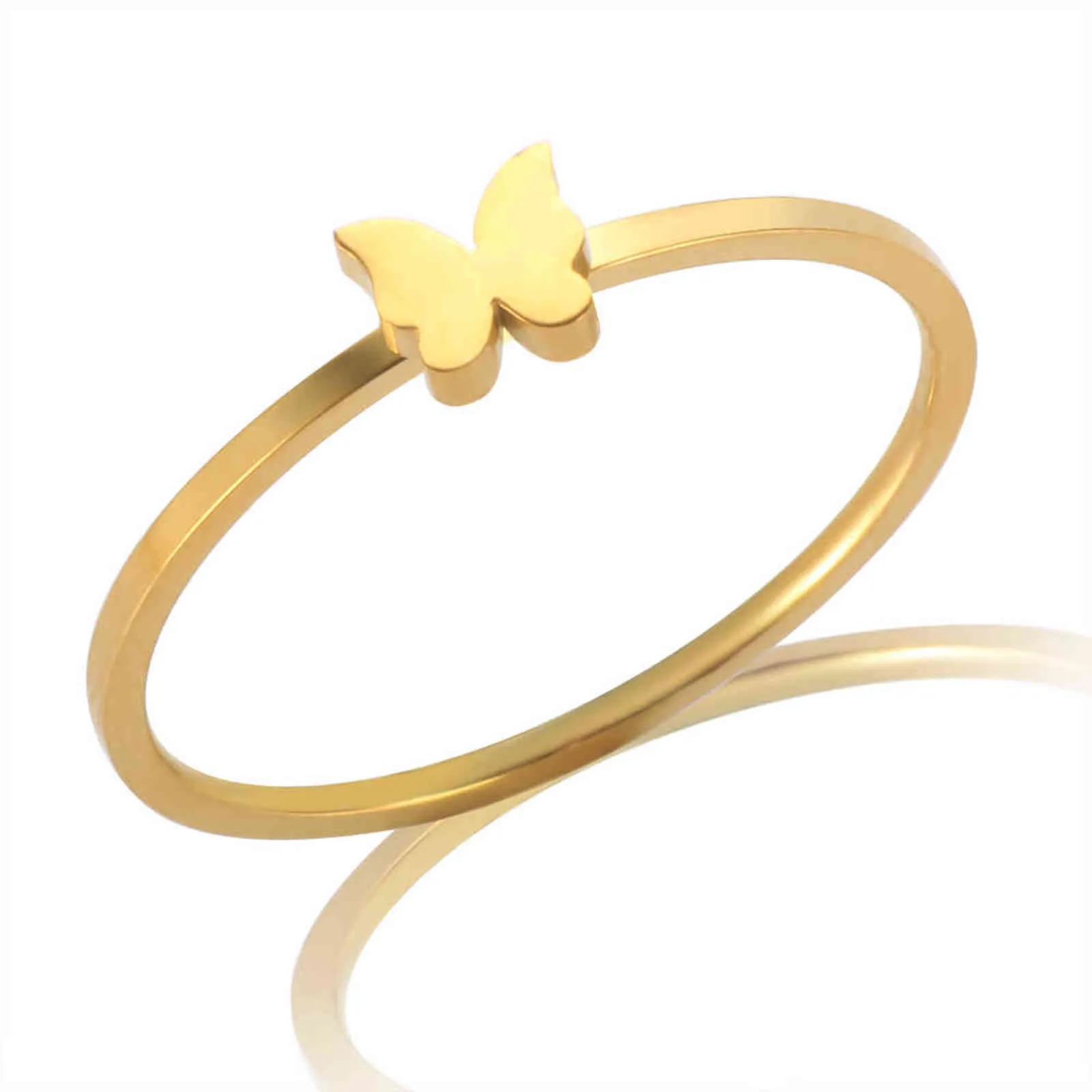 Stainless Steel High Quality Mini Butterfly Heart Ring Gold Plated Waterproof Tarnish Free Women Ring Dropshipping G1125
