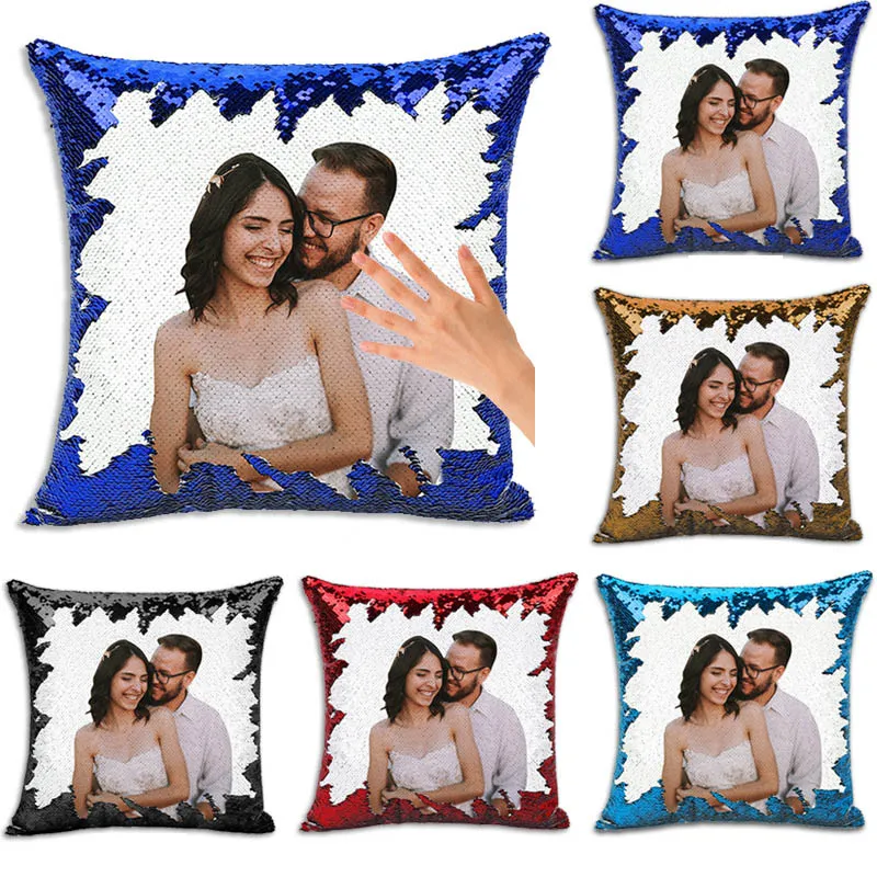 40*40cm DIY Sublimation Blank Sequin Couch Pillow Covers Creativity Fashion Pillowcase Decoration Gift Pillowslip