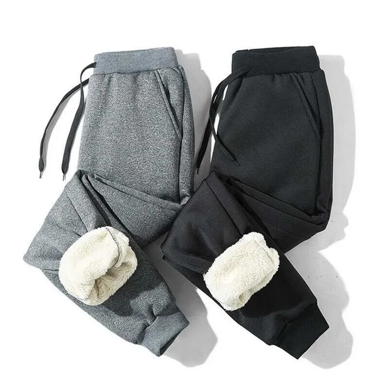 Män tjock fleece termaler byxor utomhus vinter varm casual byxor joggare sport varma svett byxor för män pantaloner hombrre 211123