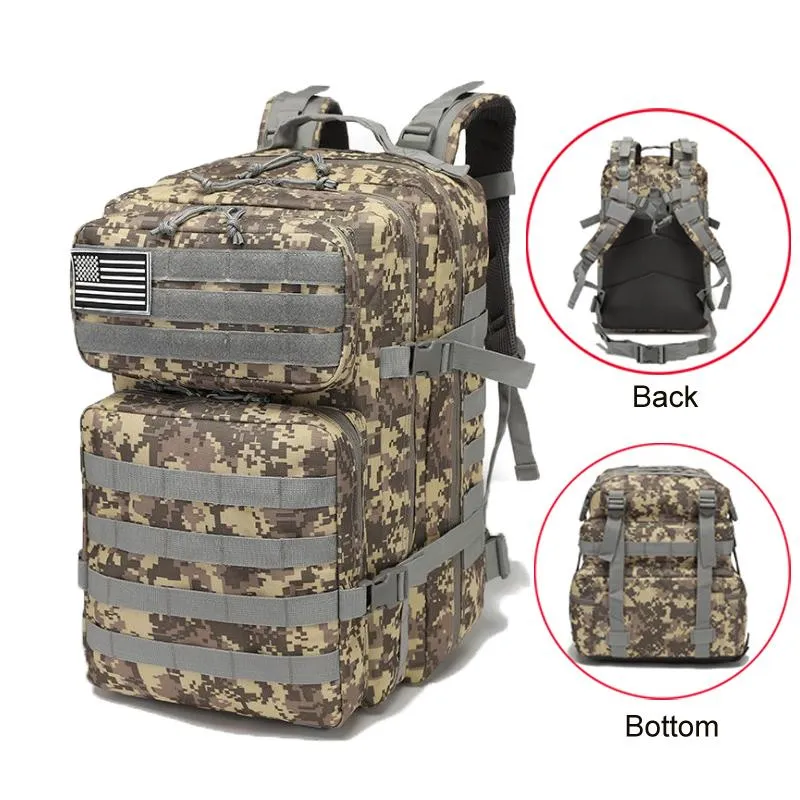 Utomhuspåsar 40L 3P stor kapacitet Armé Taktiska ryggsäckar Camping Hunting Waterproof 900D Oxford Cloth Rucks med Molle System