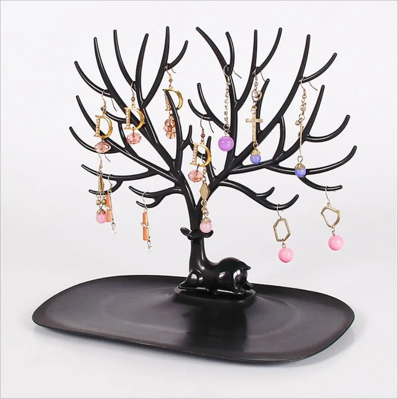 Badrum Förvaring Organisation Plast Makeup Organizer Antler Shaped Smycken Box Creative Cosmetic Ring Lipstick Rack Halsbandskärm