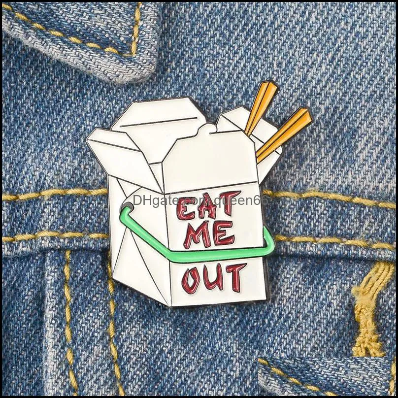 White CAT ME OUT Personality Creative Brooch Cute Cartoon Special Tide New Lapel Denim Badge Pins