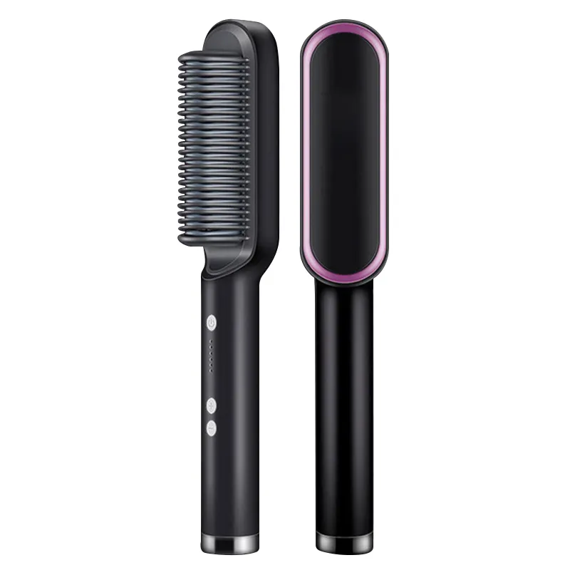 Professionell Hair Straightener Temperaturjustering Ionic Brush Straigheners Hot Comb Curling Iron Hair Curler För Kvinnor Hår