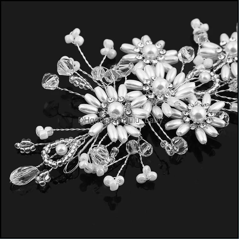 Hair Clips & Barrettes Bridal Headwear Pearl Rhinestones Headbands Crystal Floral Jewelry Wedding Accessories For Women Handmade Headpiece