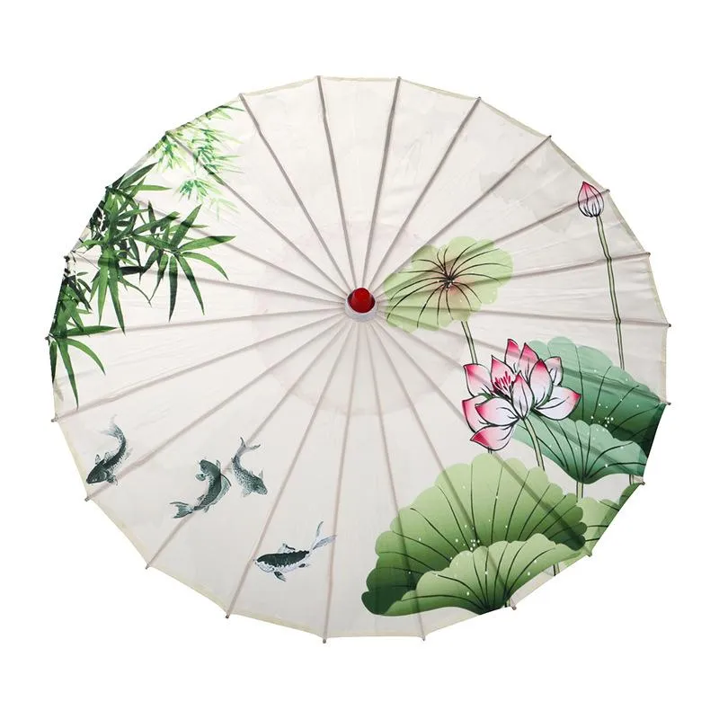 Retro Manual Oil Paper Umbrellas Long Handle Dance Performance Craft Umbrella Fashion Printing Waterproof Props Parasol