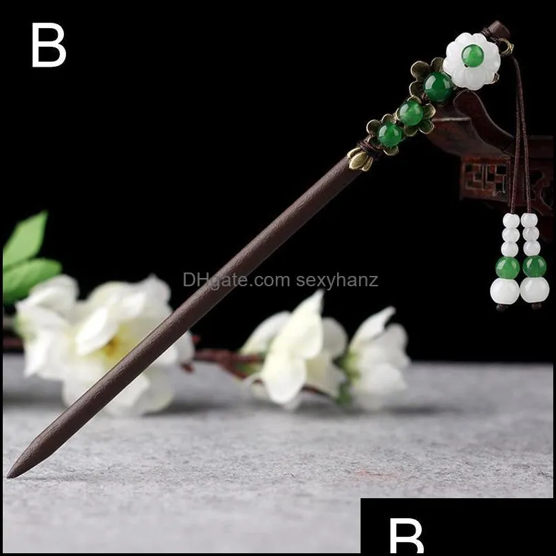 Chinese Ethnic Wooden Hair Sticks Ancient Hairpin With Tassel Headwear Women Jewelry Accessories Gift Pography Props Clips & Barrettes