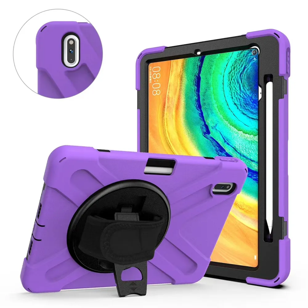 Case voor iPad 9.7 10.2 10.5 11 12.9 AIR PRO10.5 Mini 4 5 Surface Go Pro 456 x Samsung T970 T870 T860 P610 T540 / T545 / T547 T390 Hybride Shockproof Cover Armor Houder met Pen Slot