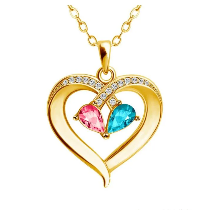 Europese Amerikaanse mode liefde hart ketting verfraaid met kristallen mom womens Valentines geschenk