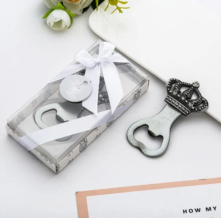 300pcs Crown Princess Queen Metal Beer Bottle Opener Openers Party Favor Wedding Birthday Gift Box SN2553