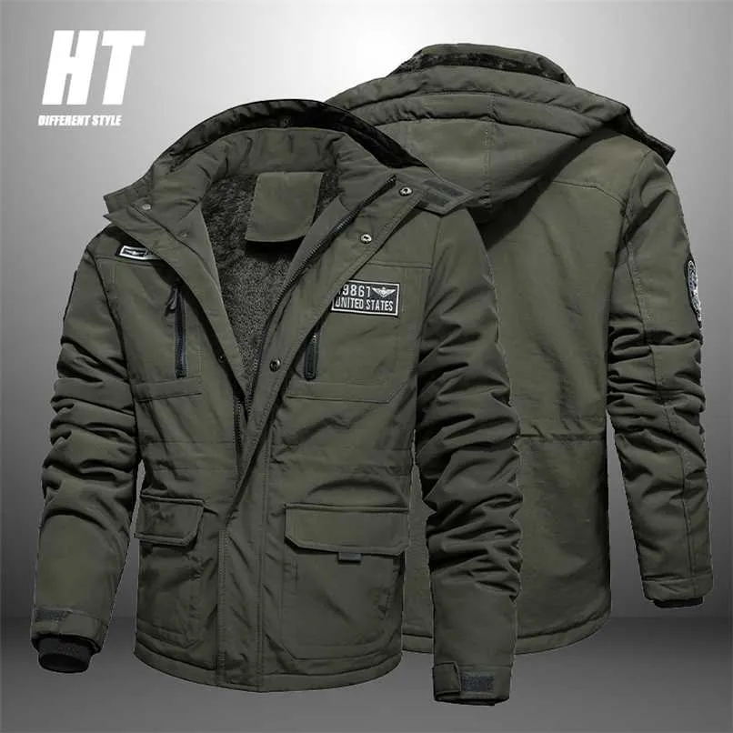 Winter Military Jacket Men Brand Quality Windbreaker Warm Outdoor Fleece Lined Overcoat Casual Slim Tactical Coat Male Parkas 211206