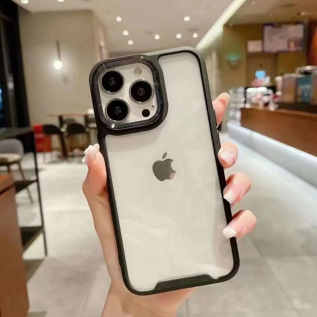 Акриловые Прозрачные Чехлы Для Телефонов IPhone 13 12 11 Pro Max Mini X XS  XR SE 7 8 Плюс 2 В 1 Металлическая Линза Clens Frame TPU Телефон Задняя  Крышка От Chenyanchao314, 161 руб. | DHgate