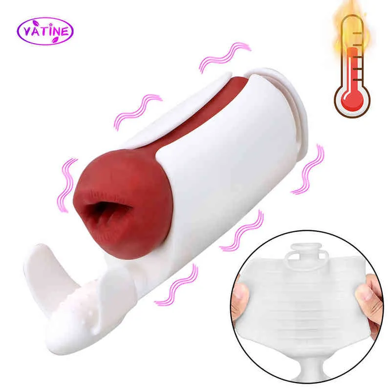 NXY Sex Masturbator 2 in 1 Pompe Pompa Vibratore Riscaldato Bocca reale per gli uomini Gland Glans Sucking Vaginale Masturbatore Masturbatore Masturbatore Giocattoli Orali Erotici Adulti 18+ 220127