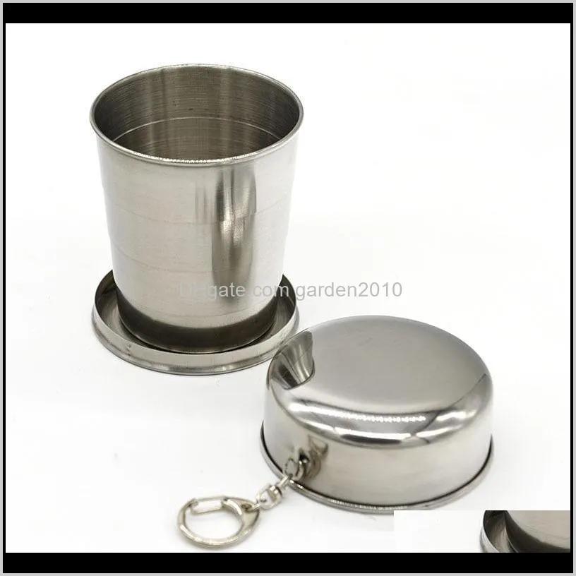 outdoor camping travel portable folding telescopic cup with keychain stainless steel collapsible cup telescopic cup mugs