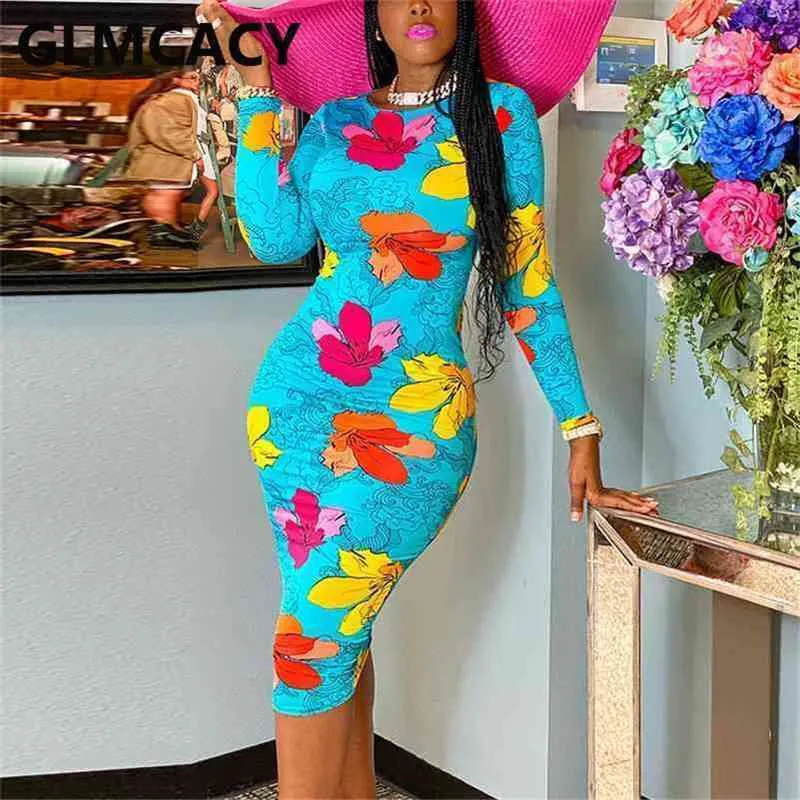 Floral Printed Full Sleeve Midi Dress for Women