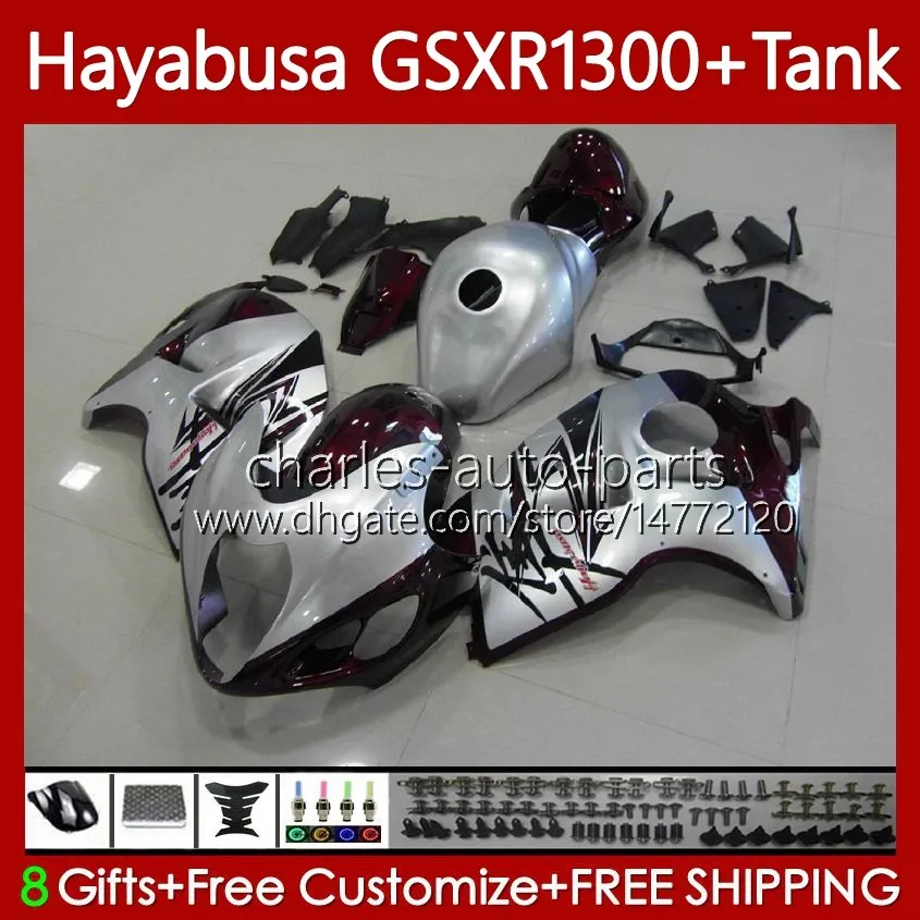 Kropps kit för Suzuki Hayabusa GSXR Vin Röd 1300cc 1300 CC 2002 2003 2004 2005 2006 2007 74NO.111 GSX-R1300 GSX R1300 GSXR-1300 96-07 GSXR1300 96 97 98 99 00 01 Fairings