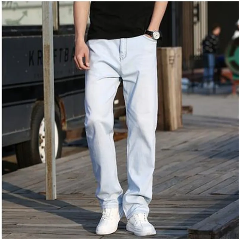 Spring Summer Retro Baggy Jeans Men Casual Denim Straight Streetwear Trousers Pants Plus Size Fashion Light Blue Men's Clothing