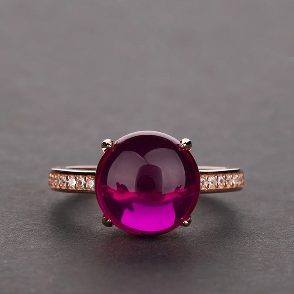 18K Rose Gold Ruby Ring 100% Originele 925 Sterling Silver Engagement Wedding Band Ringen voor Vrouwen Verklaring Party Sieraden