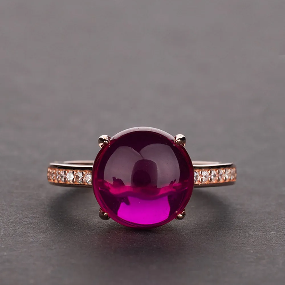 18K Rose Gold Ruby Ring 100% Original 925 Sterling Silver Engagement Bröllop Band Ringar för Kvinnor Ställning Party Smycken