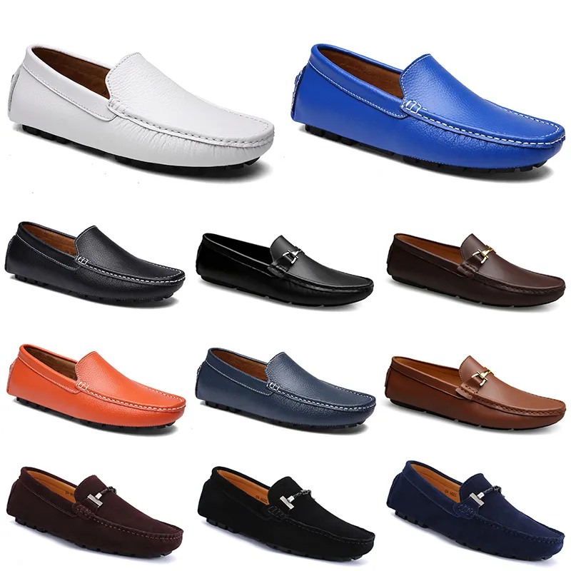 leathers doudous men casuals drivings shoes Breathable soft sole Light Tans black navys whites blue silver yellows grey footwears all-match outdoor cross-border