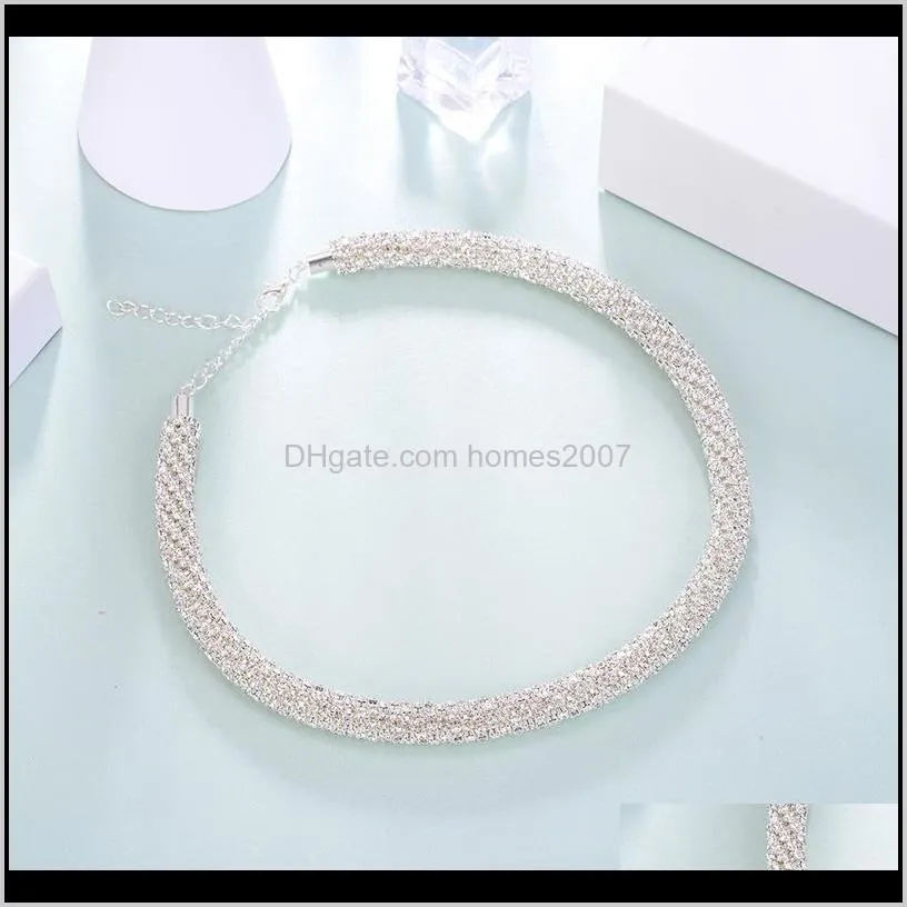 zircon statement necklace for women gold silver black color copper necklaces choker fashion wedding jewelry bijoux femme 2021 chokers