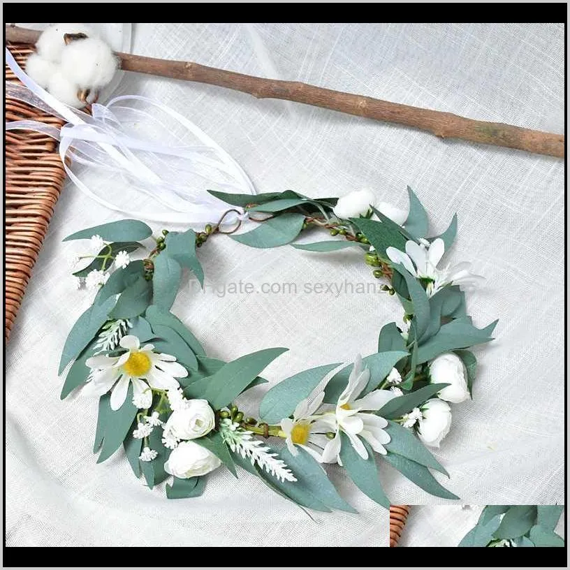 new arrival crown & hand wreath romantic head garland leaf wreath hairwear bridal girl kid wedding party flower hairbands