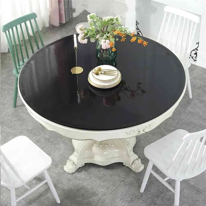 Custom Oval Tablecloth PVC Transparent Round Waterproof Mat Kitchen Oil-proof Cover Silicone 210626
