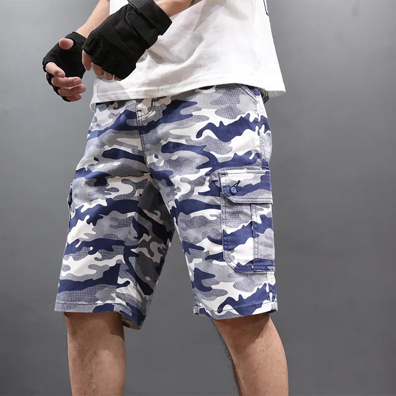 Mäns Camouflage Shorts Fashion Stretch Breeches Stor storlek Bermuda Man Camo Cargo Korta Byxor Casual Summer Mens Shorts 210518