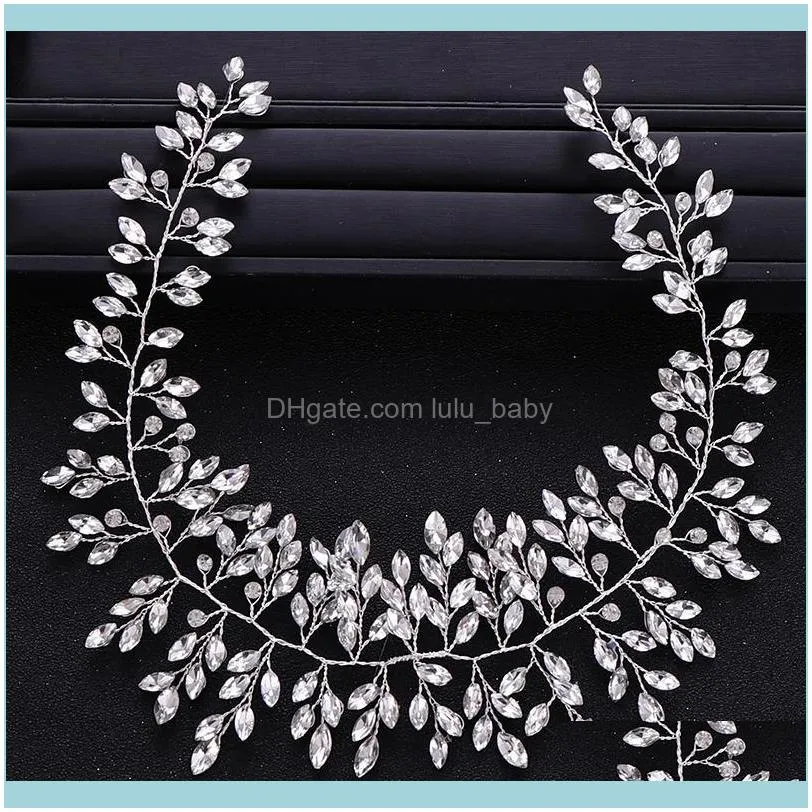 Full Rhinestone Headbands Fashion Silver Color Bridal Hair Vines Girls Women Wedding Accessories Party Crystal Headpiece Clips &