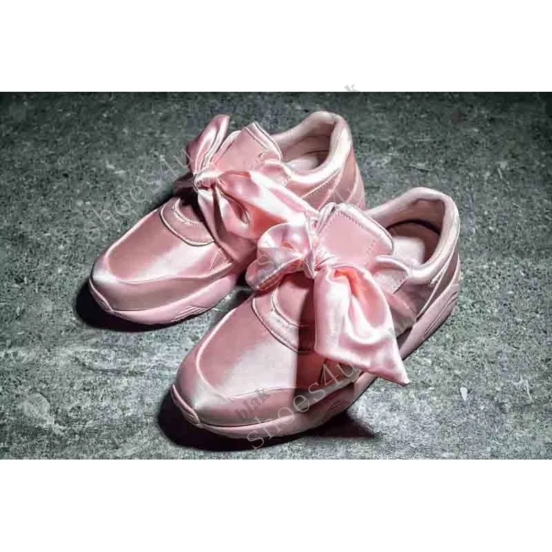 (Con caja) NUEVO NUEVO VERANO X Fenty Bandana Slide Sneakers Zapatos Mujer Bow Pie ​​Green Pink Rihanna Deportes 35-40