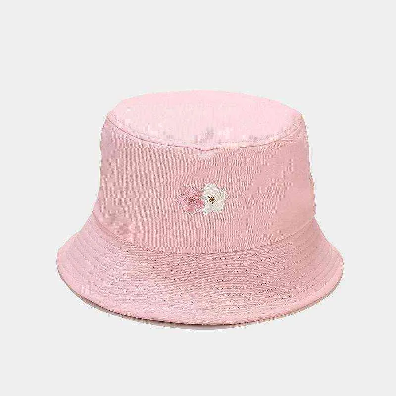 LDSLYJR 2021 Bomullblomma Broderi Bucket Hat Fisherman Hat Outdoor Travel Hat Sun Cap Hattar för kvinnor 197 G220311