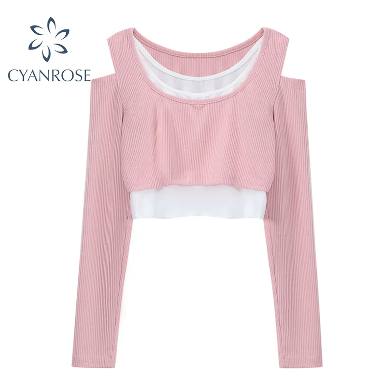 Spiced Fake Crop Top For Women Sexy Streetwear With Long Sleeves