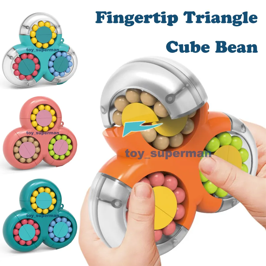 Fidget leksaker roterande små triangel kuber böna fingertopp stress lättnad mini spin leksak gyroskop barn utbildning lärande