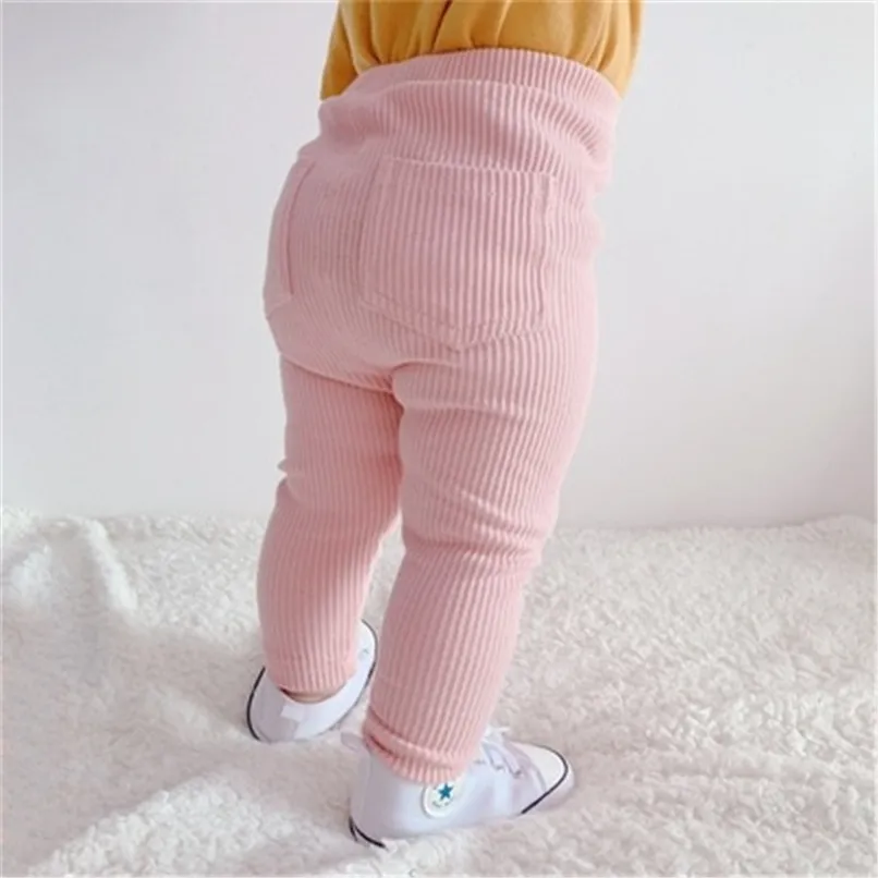 2 Pcs Ensemble Solide Bébé Taille Haute Pantalon Coton Bébé Filles Leggings Pantalon De Mode pour Bébé Garçon Printemps Casual Enfants Long Pantalon 211028