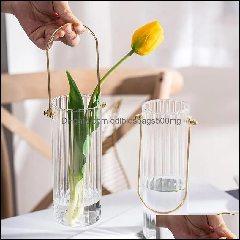 Vases Portable Glass Vase Crystal Flower Clear Home Decor Room Pot Modern Hydroponic Plants Wedding Decoration