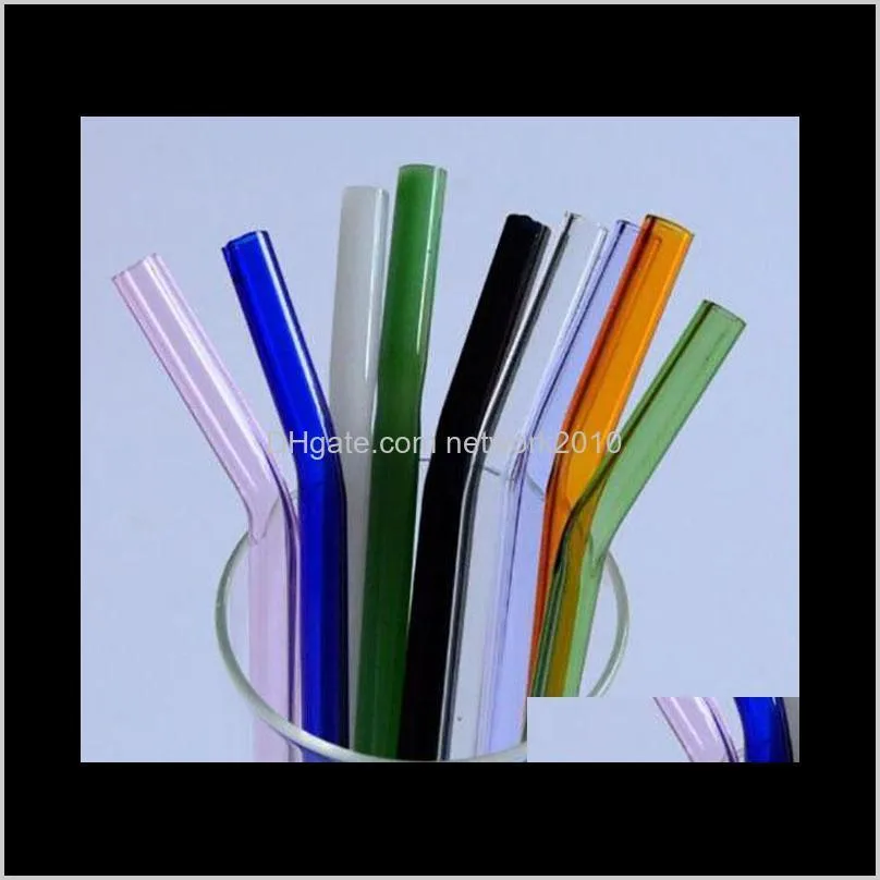 12 color special fine curved glass pipet environmental glass health baby drinking straws pipette drinking straws eco-friendly