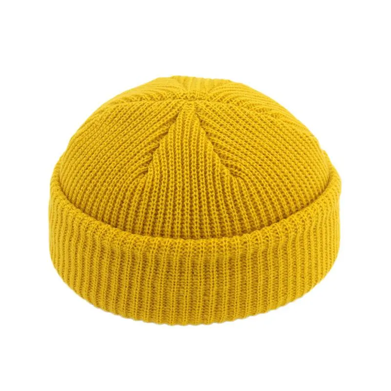 Ball Caps SHUANGR Fashion Unisex Beanie Hat Ribbed Knitted Cuffed Winter Warm Short Casual Solid Color For Adult Men