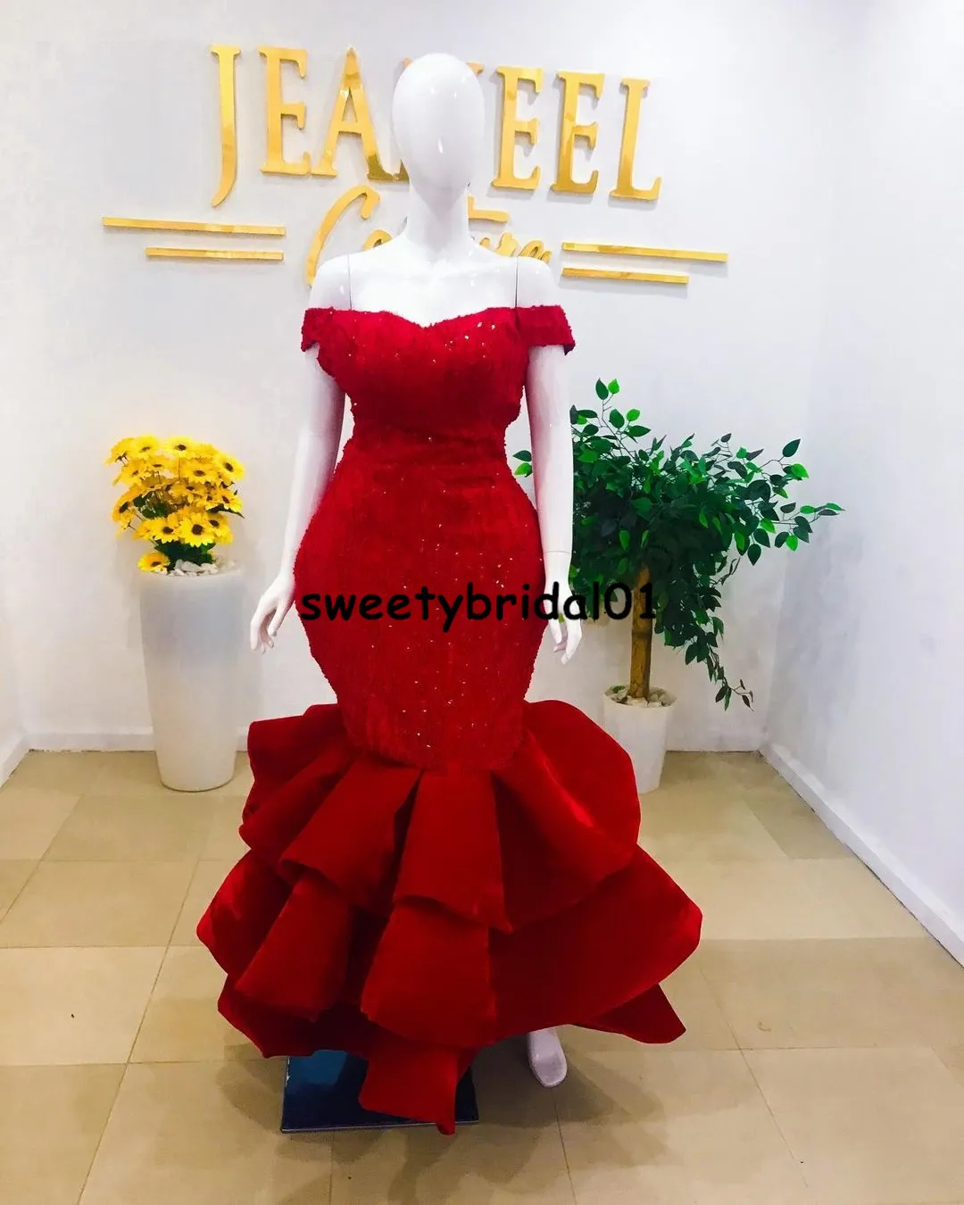 Aso Ebi African Mermaid Formell Aftonklänning Av Axel Beading Pleat Kortärmad Velvet Formell Klänningar Prom Party Gown