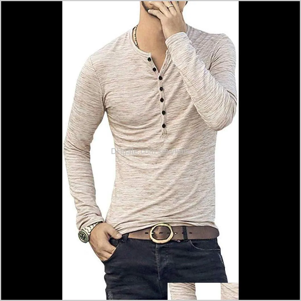 mens blouse reveals stylish casual slim t shirt henley shirt mens solid color clothes black khaki