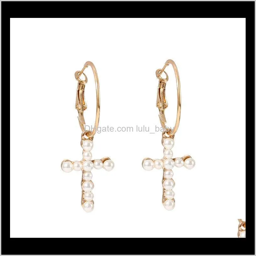 hot fashion jewelry women earrings beads cross dangle earrings lady`s accessories s215