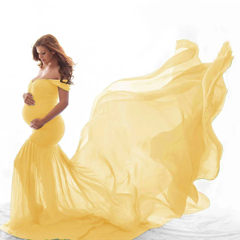2019 Sexy Maternity Dresses Photography Props Off Shoulder Women Pregnancy Dress For Photo Shooting New Tail Maxi Maternity Gown