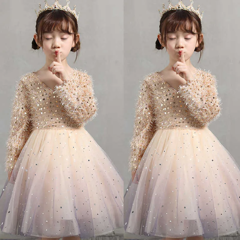 2020 nouveauté filles mode robe princesse fête robe de soirée Tutu 3-12 Y brillant Sequin vêtements pour enfants pour les filles INS Style Q0716