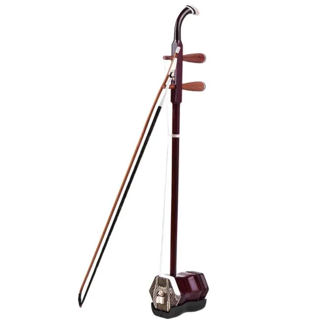 Solidwood Erhu Kinesisk 2-String Violin Fiddle Stranded Musical Instrument Dark Coffee