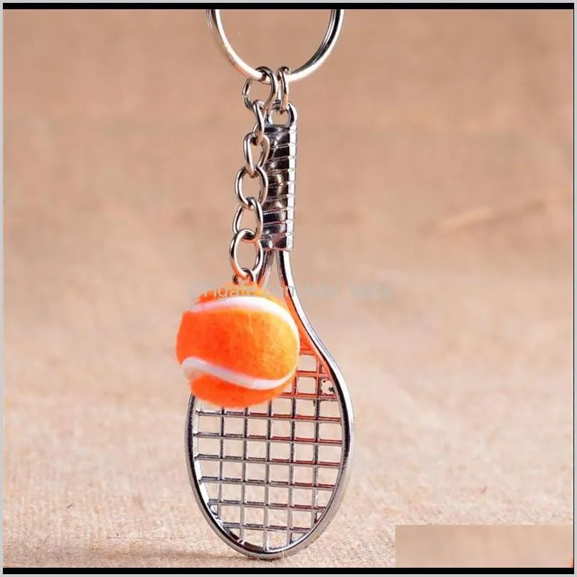 new mini tennis keychain sports style key chains zinc alloy keychains car keyring kids toy novel birthday gift