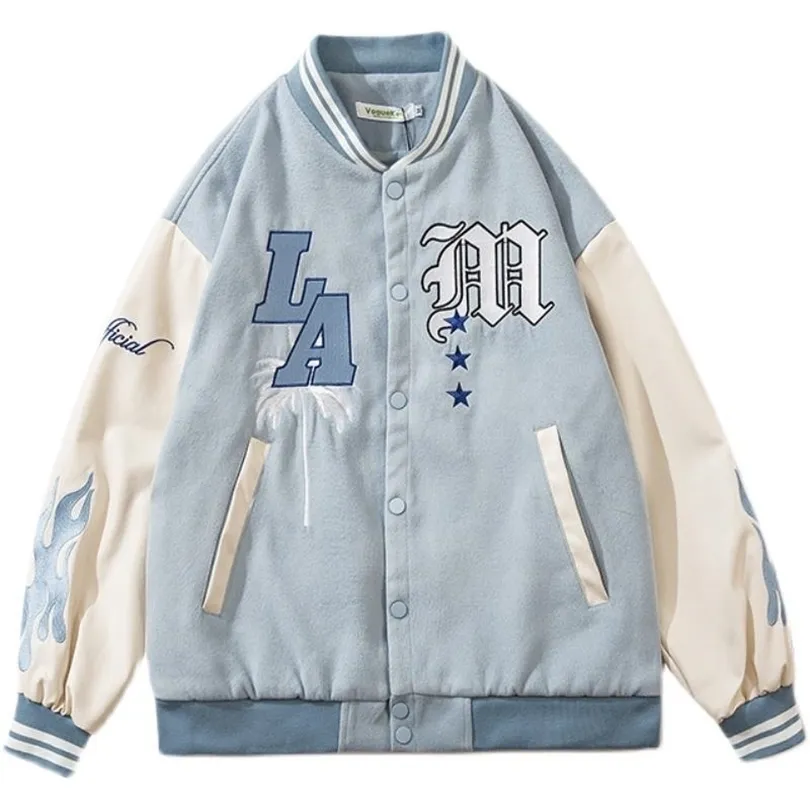 High Street Baseball Uniform Kvinna Höst Oversized Loose Jacket Retro Ungdom Koreanska Harajuku 211014