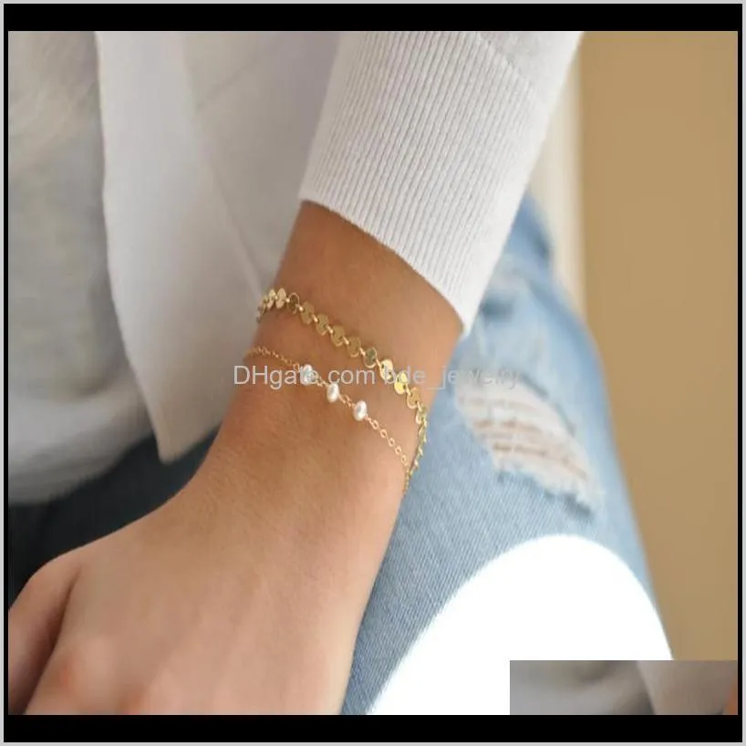 cross-border creative freshwater pearl jewelry independent 2-piece set bracelet fashion simple personality female bracelet