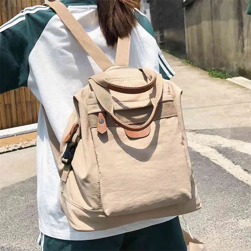Sevimli öğrenci su geçirmez sırt çantası kadın kadın vintage okul çantası kız bayanlar naylon sırt çantası uzun kolu kitap çantası moda genç 210922