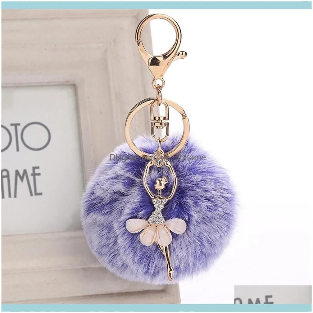 Fur Dancing Angel Keychain Pendant Women Key Ring Holder Charms Keyring Year Gifts Dropshipping