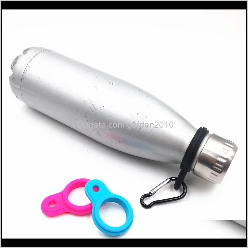 200pcs water bottle holder with hang buckle carabiner clip key ring fit cola bottle shaped silicone carrier #298655
