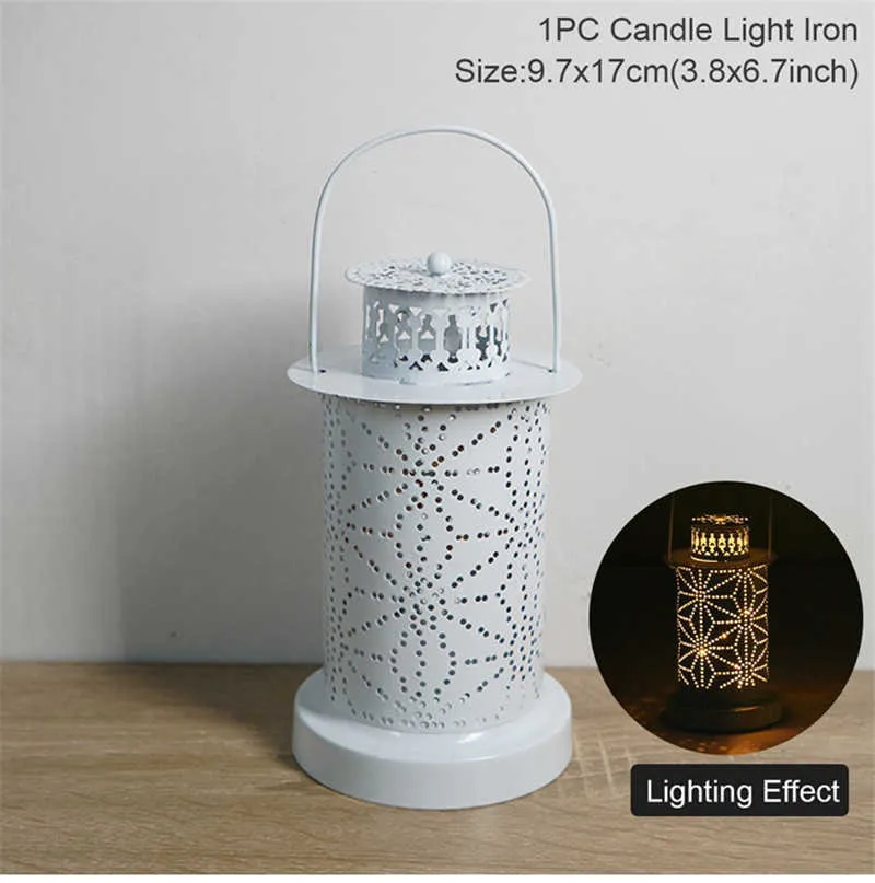 Hollow Wind Lanterns Iron Craft Hollow Decorative Candlestick Led Candle Lights DIY Festival Party Home Decor